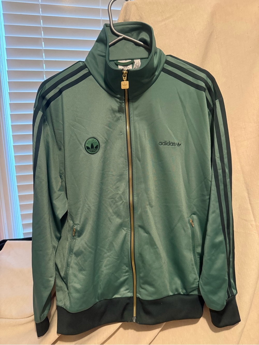 adidas Green Three-Stripe Lightweight Track Jacket